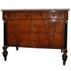 19th Century Florentine Commode in Walnut with Top in Carrara White Marble