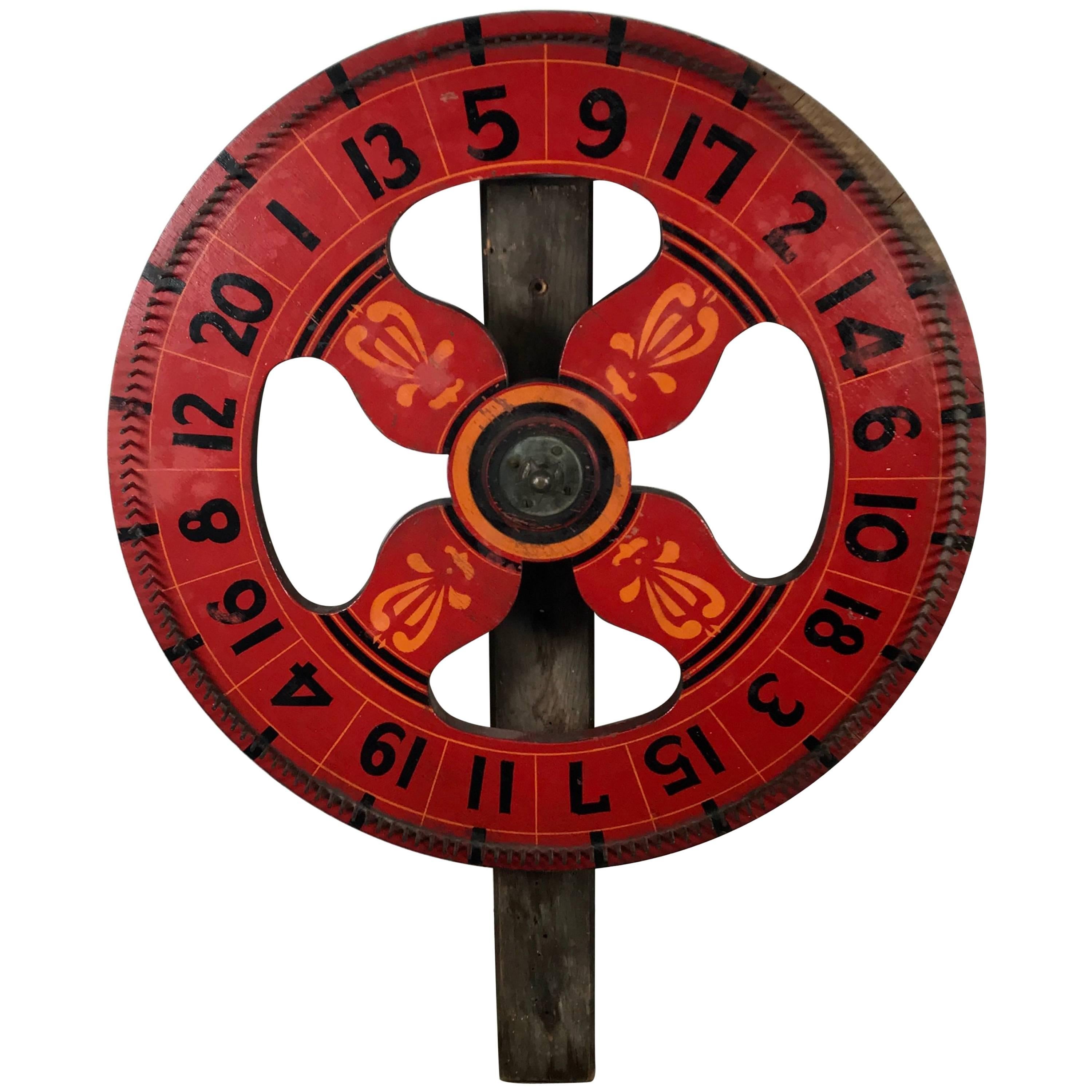 1920s Antique Double-Sided Hand-Painted Game/Carnival Wheel, New York