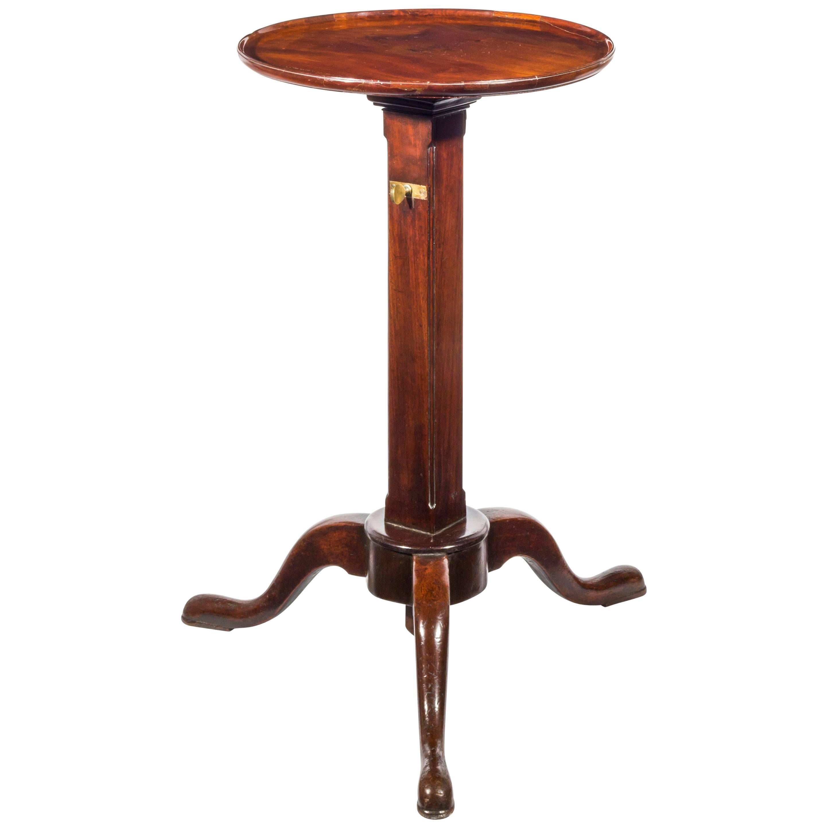 18th Century Scottish Georgian Mahogany Telescopic Tray Top Torchere Table