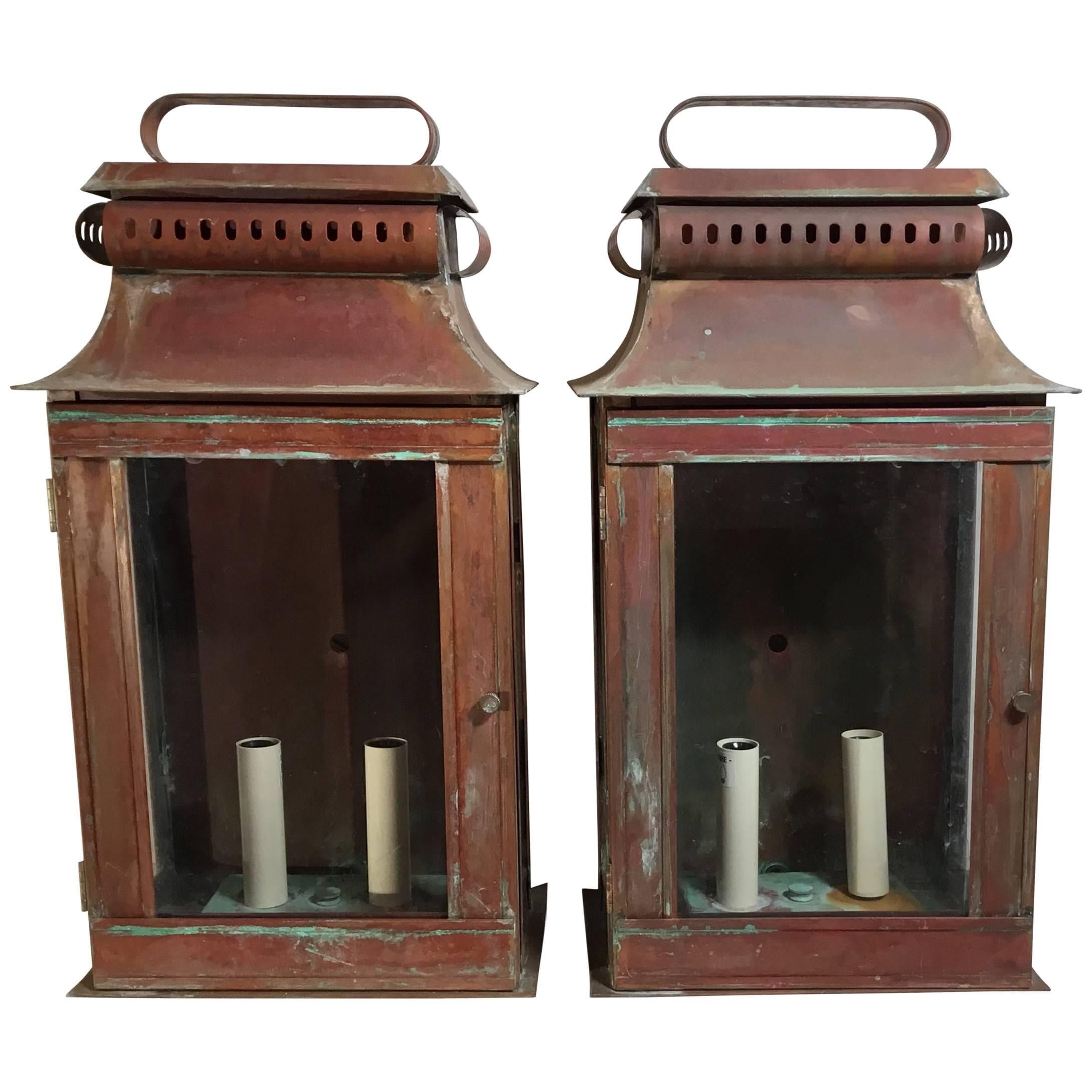 Pair of Copper Wall Lantern