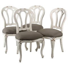 Set of Four Louis XV Style Side Chairs Gustavian Style, 20th Century