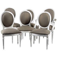 Set of Six 19th Century French Louis XVI Style Dining Chairs Gustavian Style