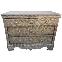 White Syrian Wedding Chest of Drawers Inlay with Mother-of-Pearl