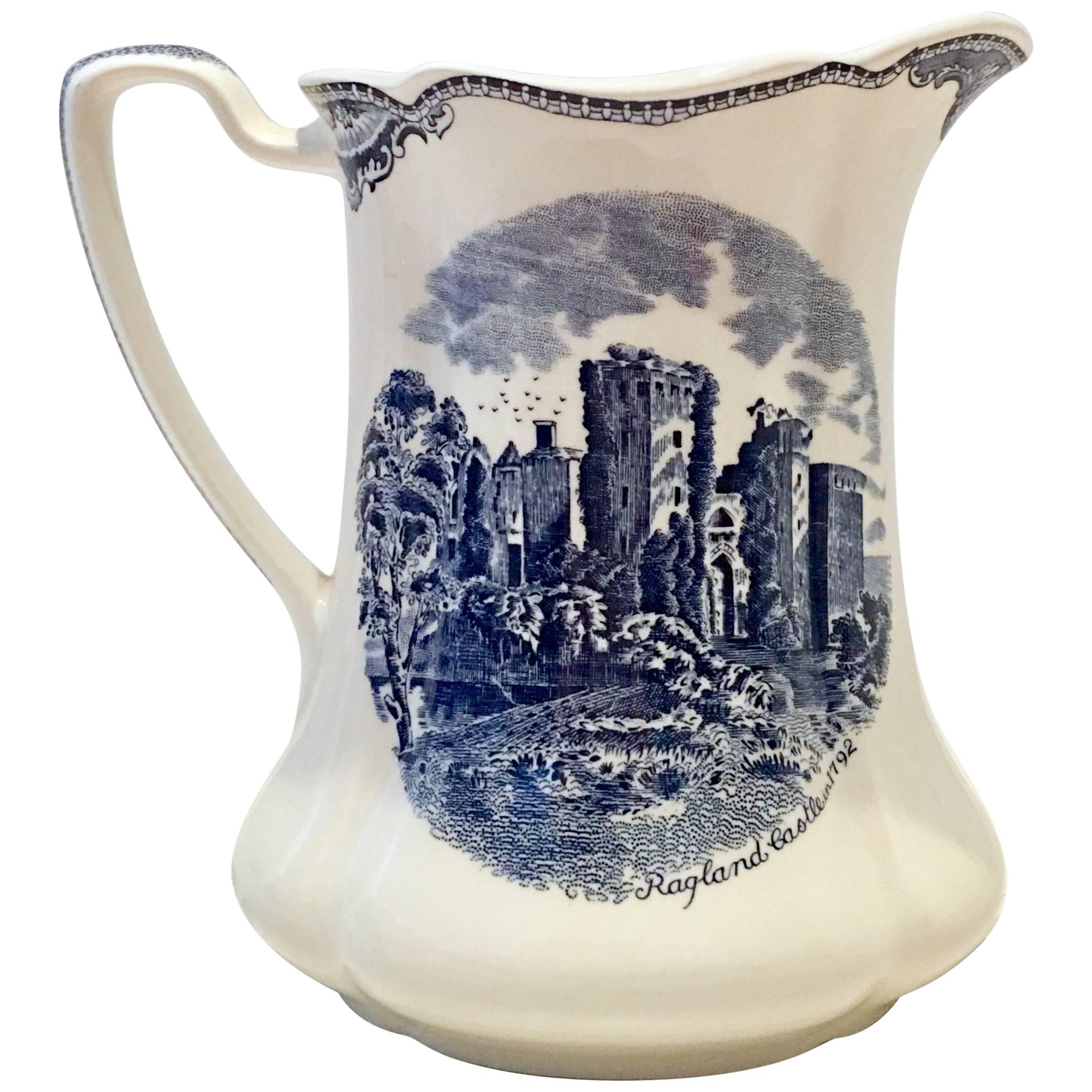 20th Century English Ceramic "Old British Castles" Pitcher By Johnson Brothers For Sale