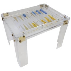 Acrylic and Brass Backgammon Table by Charles Hollis Jones
