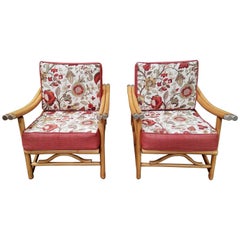 Pair of Bamboo Lounge Chairs manner of John Wisner