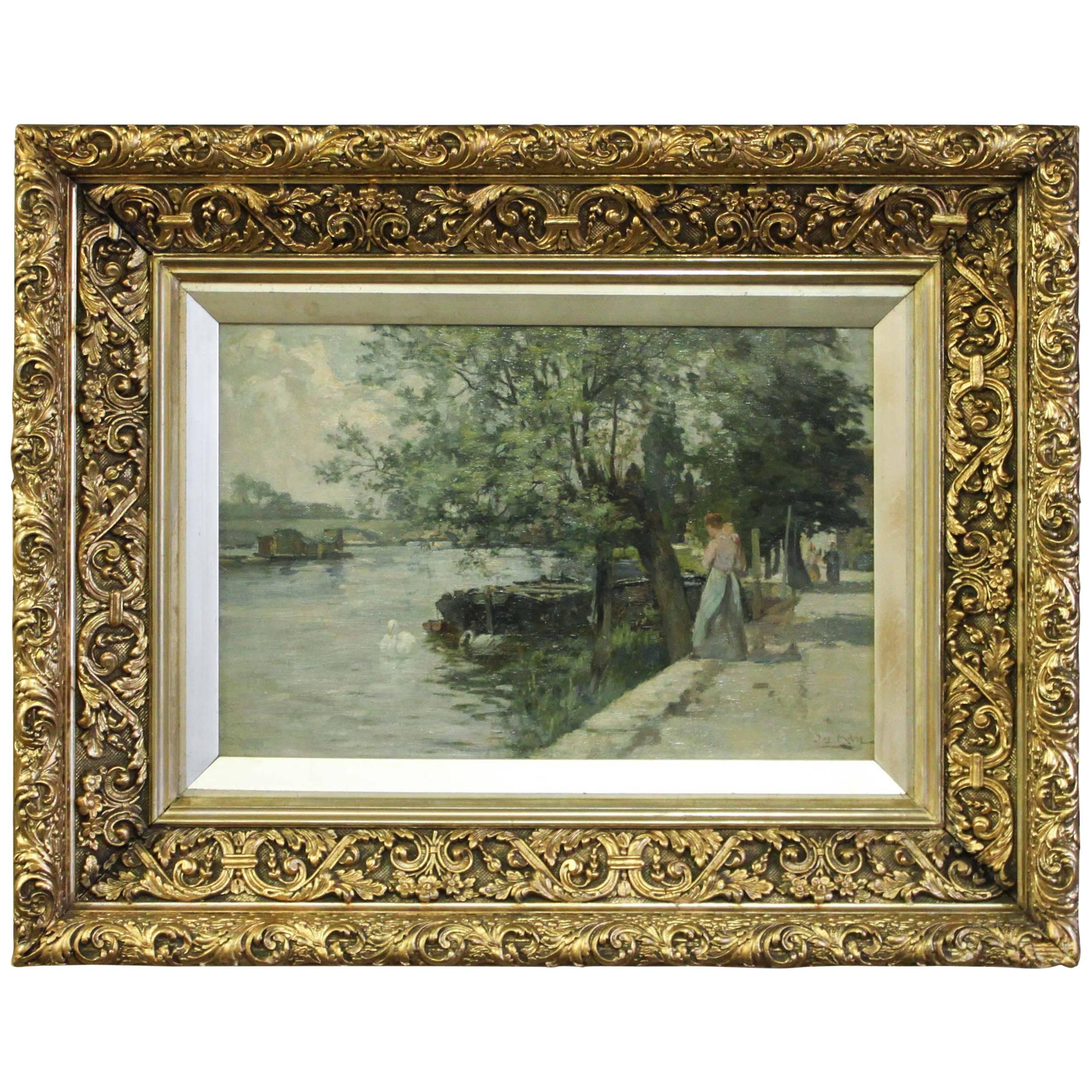 ‘Feeding the Swans’, 19th Century For Sale