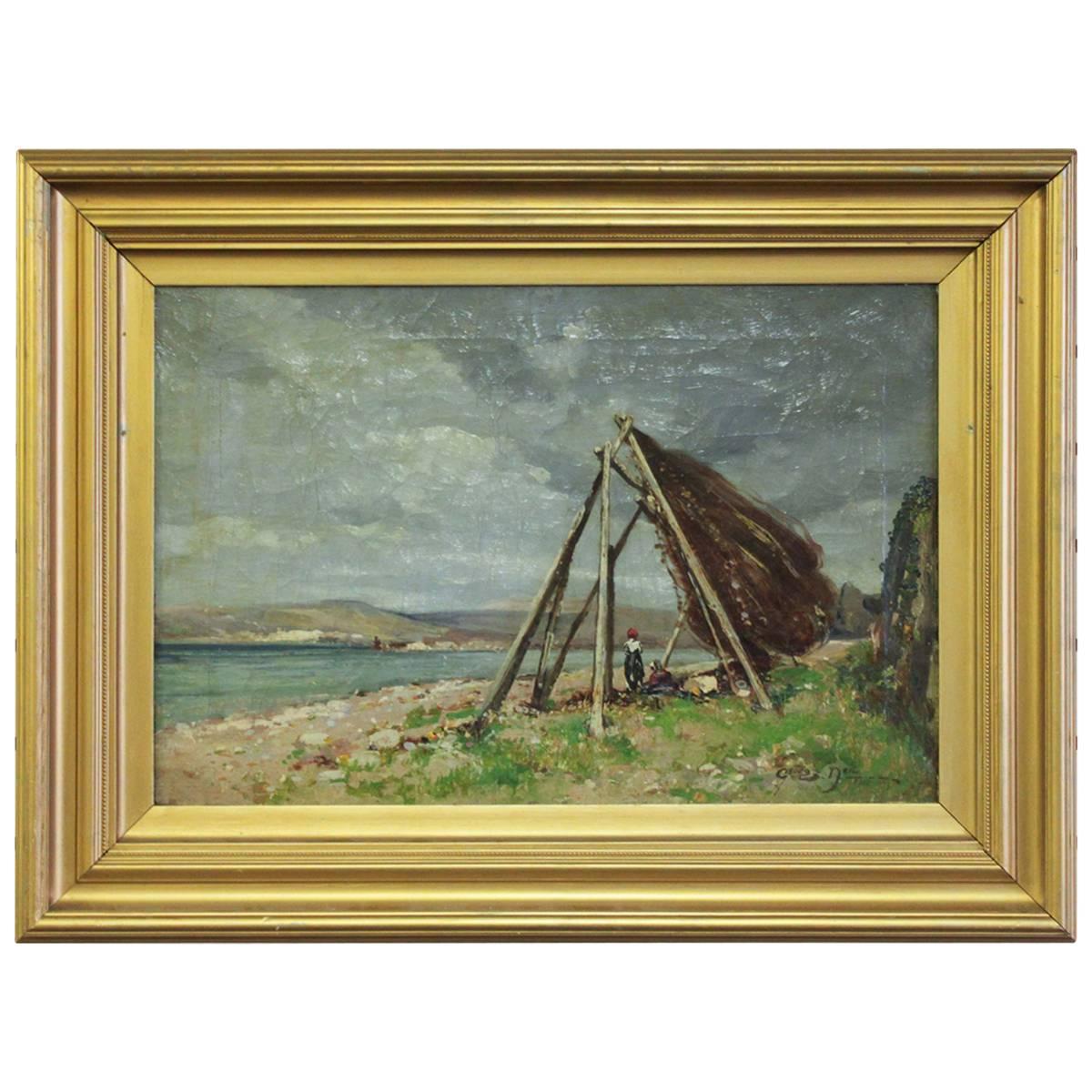 'Fisherman Drying Nets' by George Neil For Sale