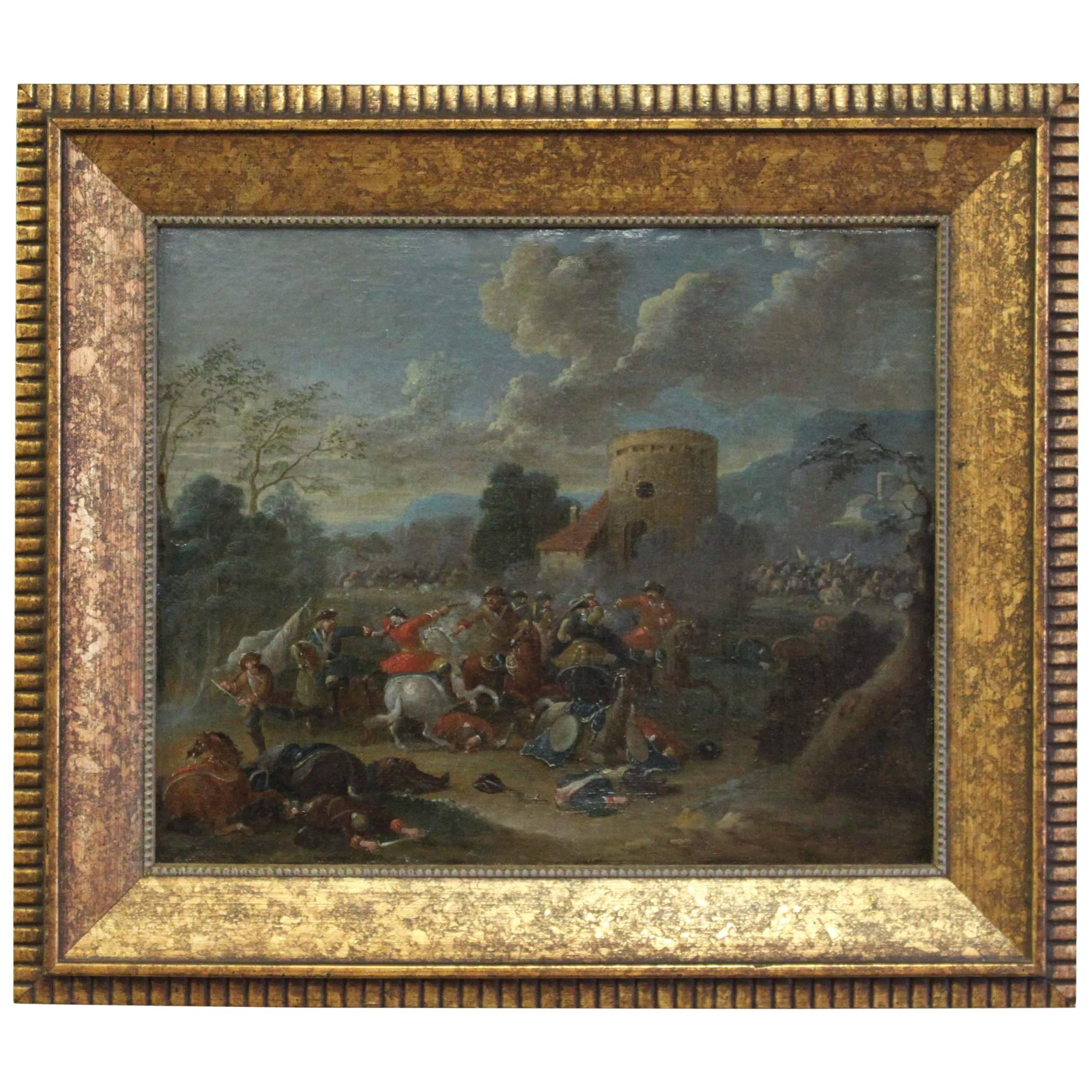 Cavalry Engagement Attributed to Karel Breydel For Sale