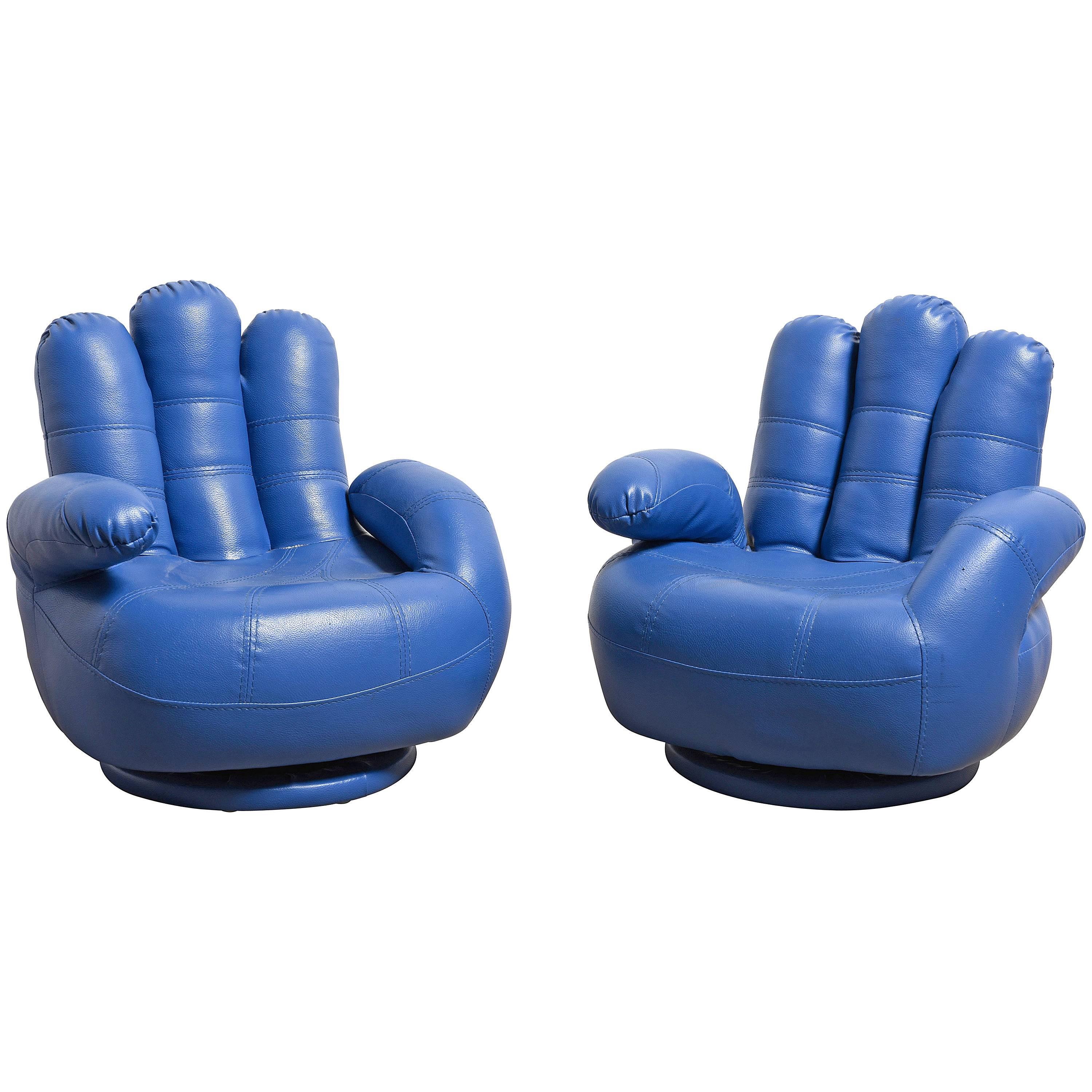 Set of Two Children Swivel Chairs in the Form of Hands Designed by Salotti