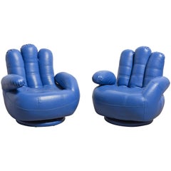 Set of Two Children Swivel Chairs in the Form of Hands Designed by Salotti