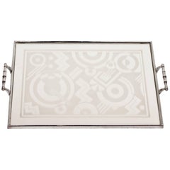 Art Deco Tray with Stunning Geometric Glass