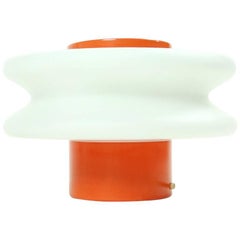 Futuristic Table Lamp in White Glass and Orange Metal, 1960s