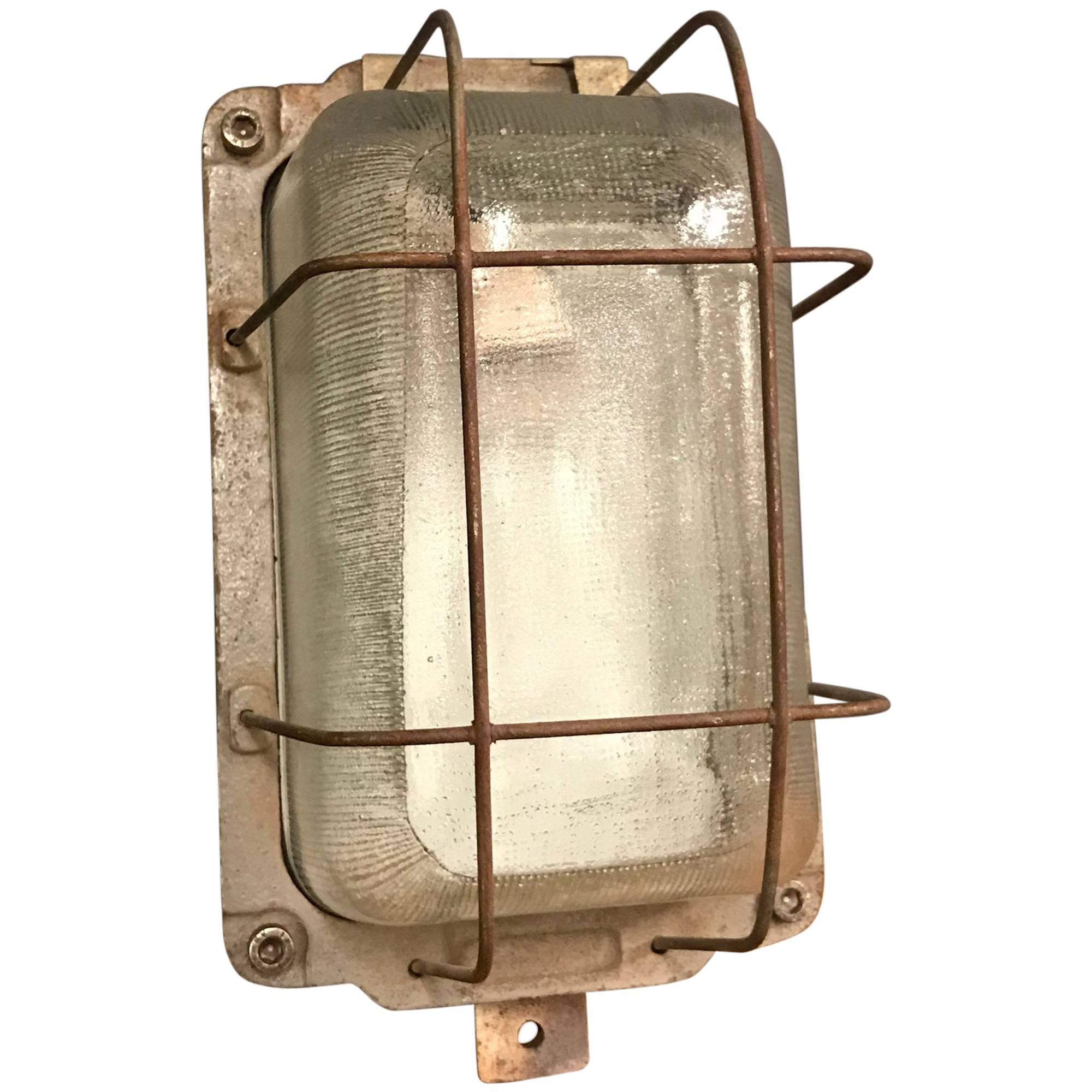 Industrial Caged Bully Wall Light For Sale
