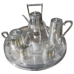 Antique Richard Hunt. A Rare Silver Plated Six Piece Matching Tea and Coffee Service.