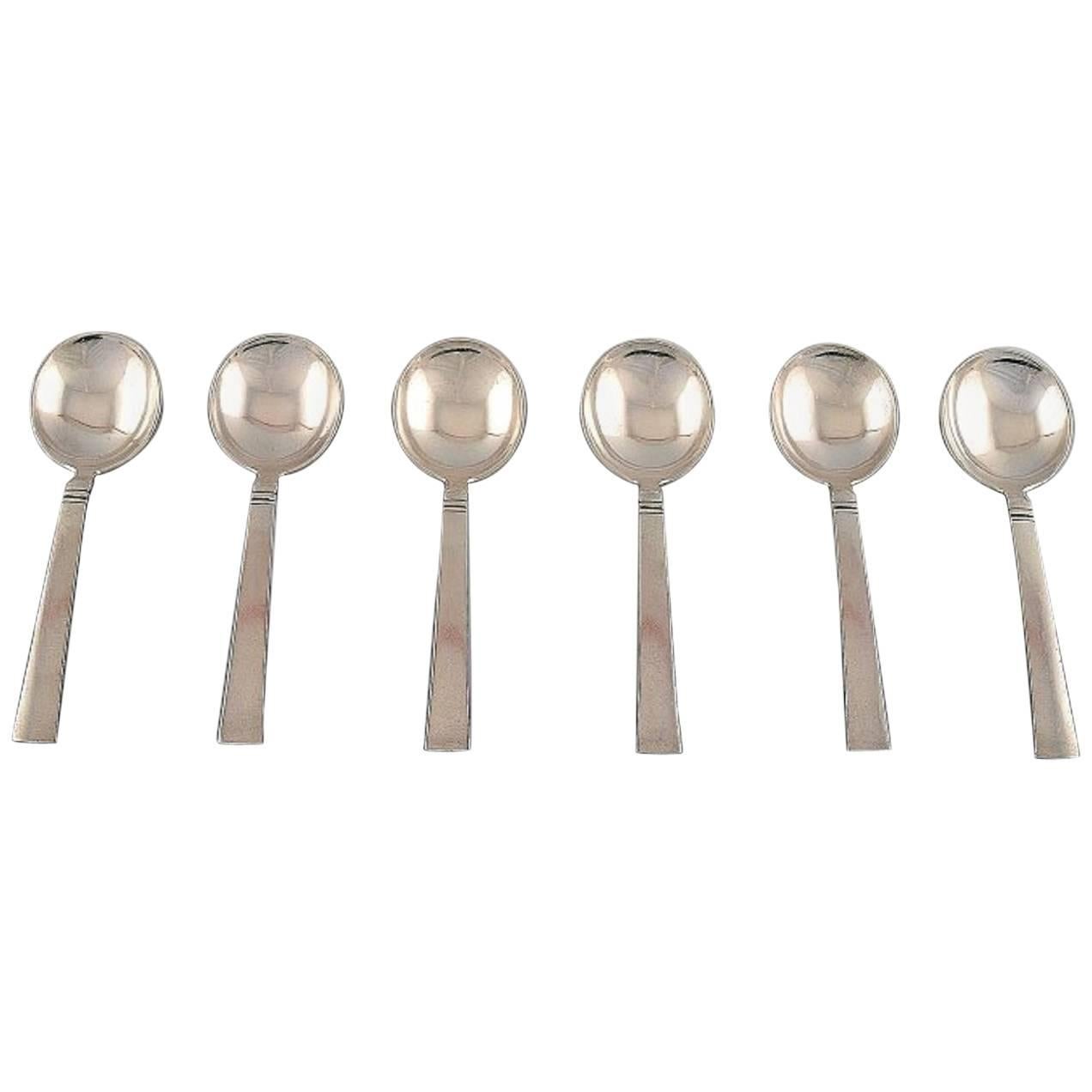 Georg Jensen Sterling Silver Block / Acadia, Six Bouillon Spoons