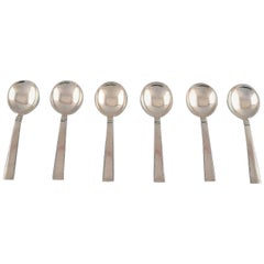 Georg Jensen Sterling Silver Block / Acadia, Six Bouillon Spoons
