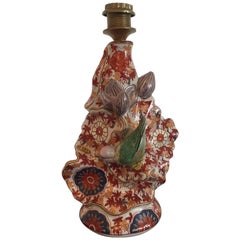 Early 20th Century Hand-Painted Japanese Ceramic Lamp Stand, circa 1930s