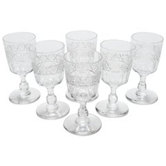 Antique Set of Six Edwardian Sherry Glasses, circa 1905