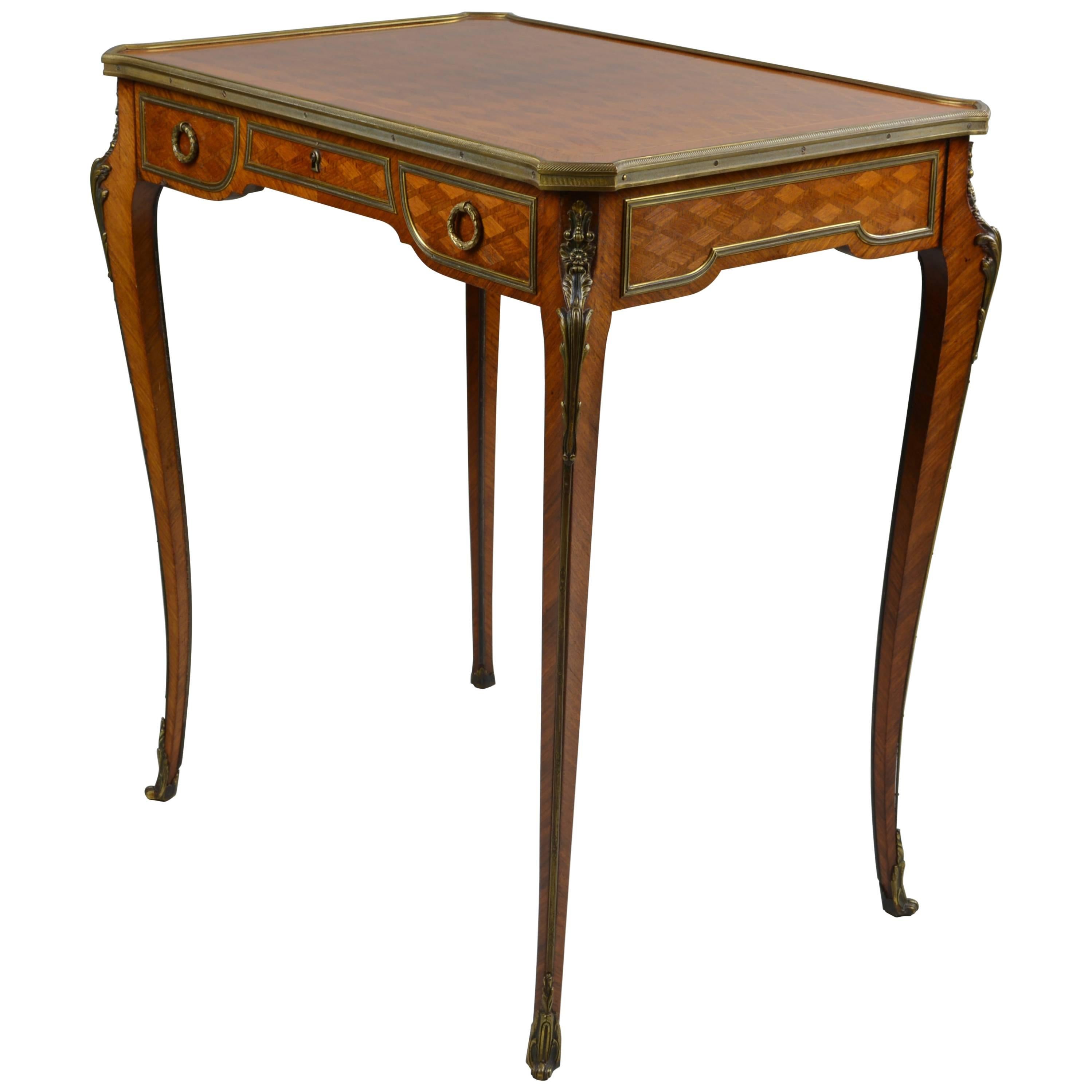 19th Century Gilt Bronze-Mounted Kingwood Tulipwood Inlaid Occasional Table For Sale