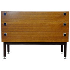 Dutch Design Vintage Teak Dresser with Metal Handles