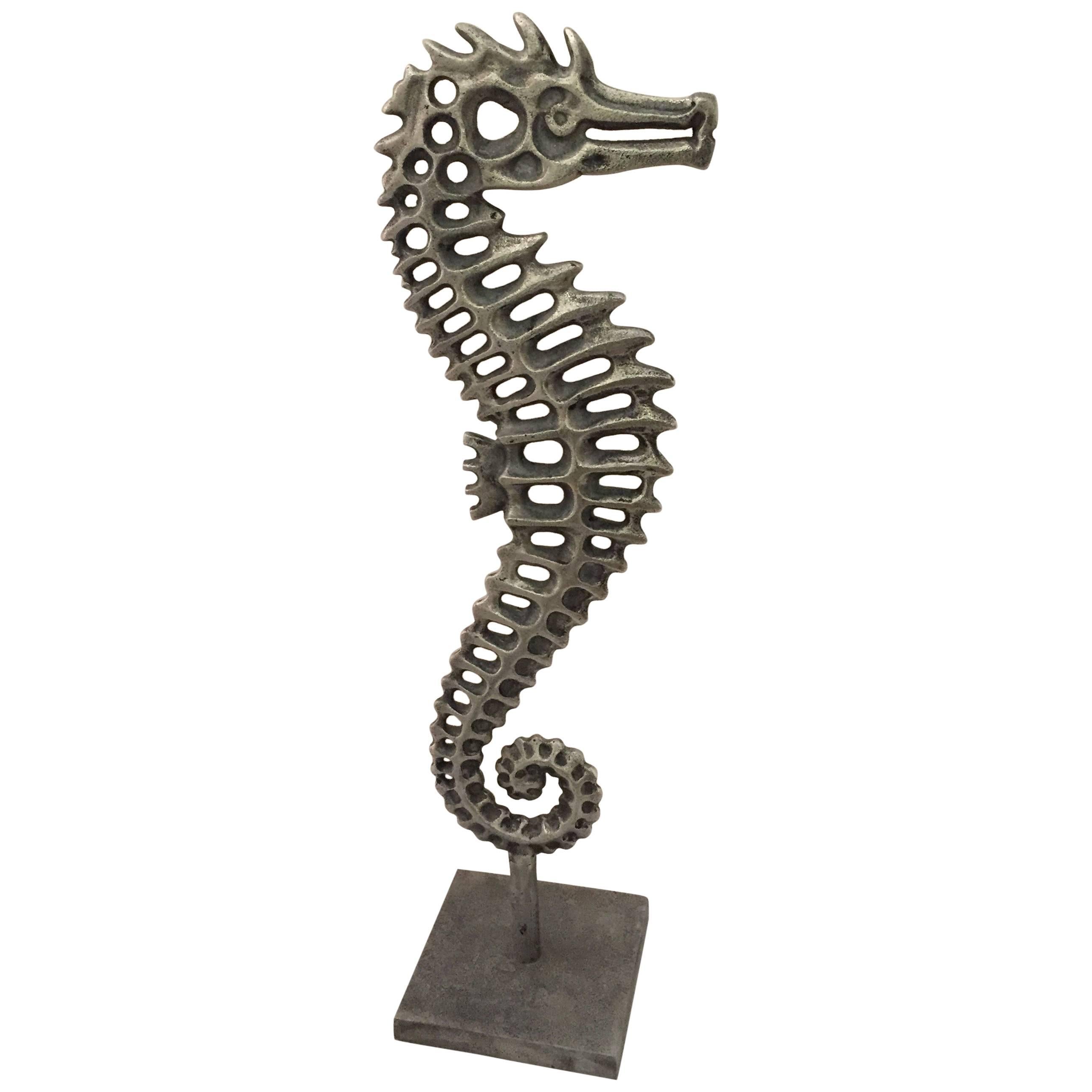 1970s Cast Aluminum Seahorse in the Manner of Don Drumm