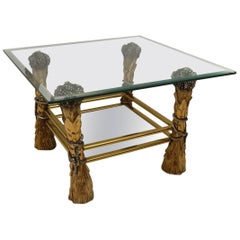 1960s Vintage Brass and Glass Decorative Coffee Table