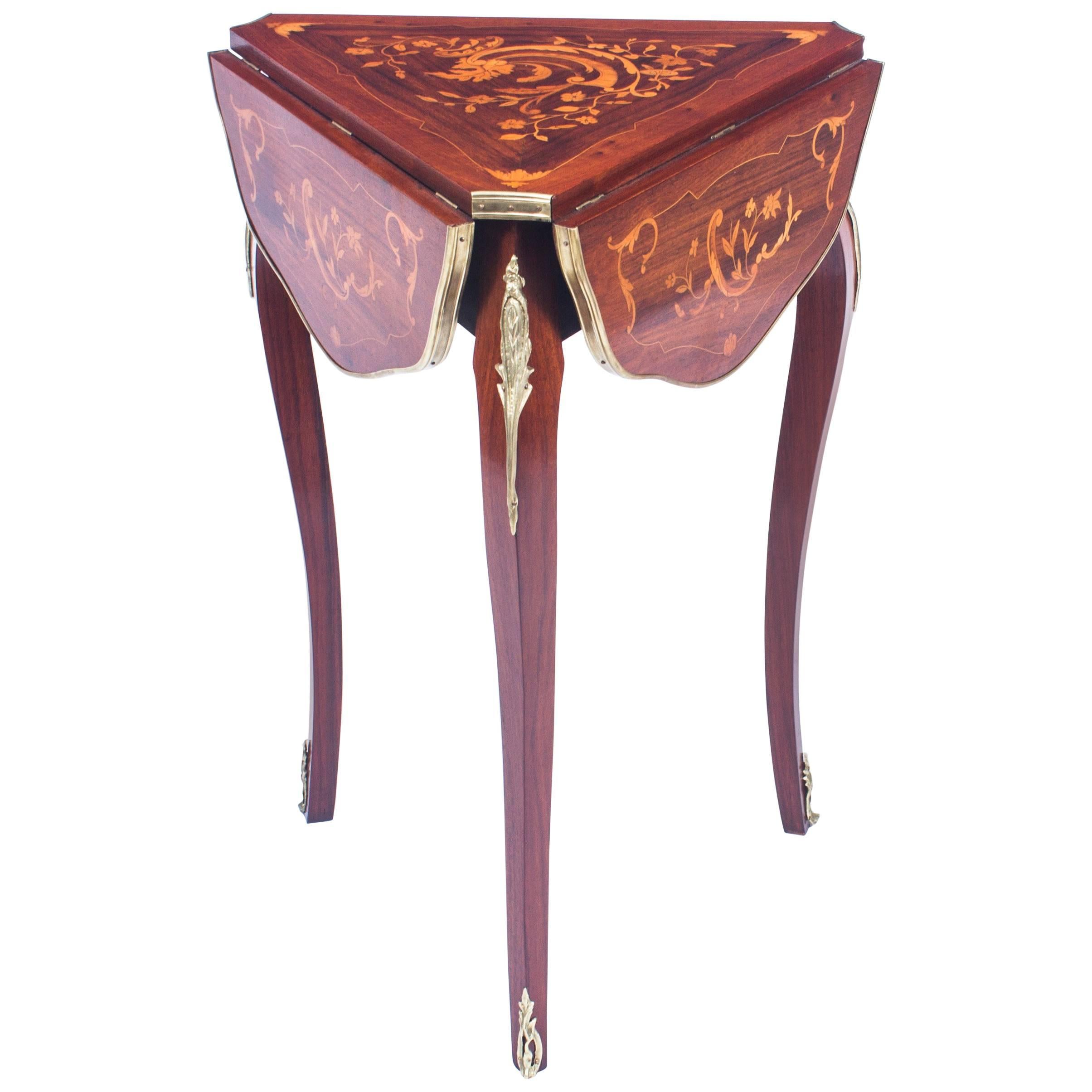 19th Century Louis Revival Marquetry Triform Occasional Table For Sale