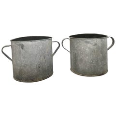 Pair of Vintage Galvanized Planters, Architectural, Garden