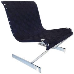 Mid-Century Modern Scandinavian Cantilever Chrome Lounge Chair