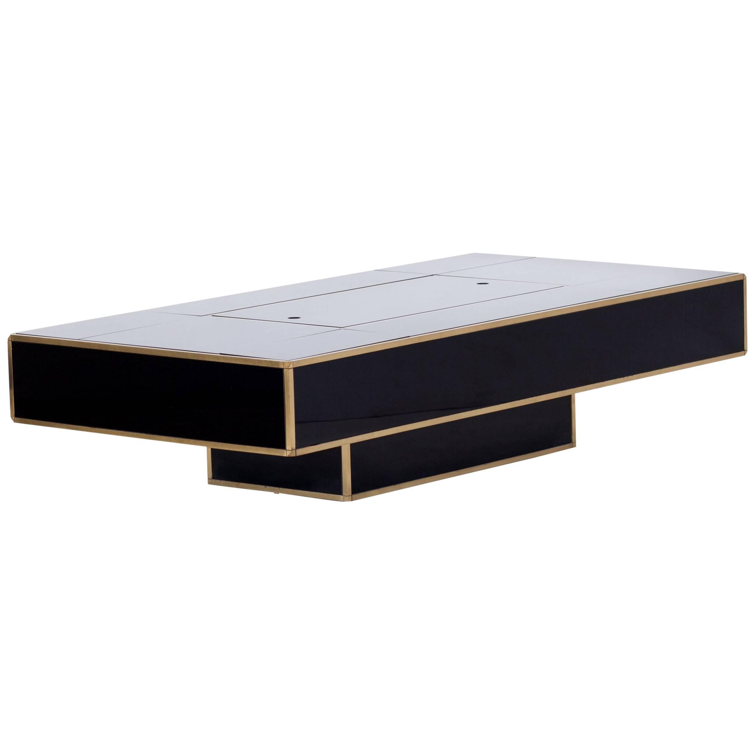 Mario Sabot Black and Brass Coffee Table