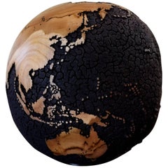 Oceans Cracked Wooden Globe