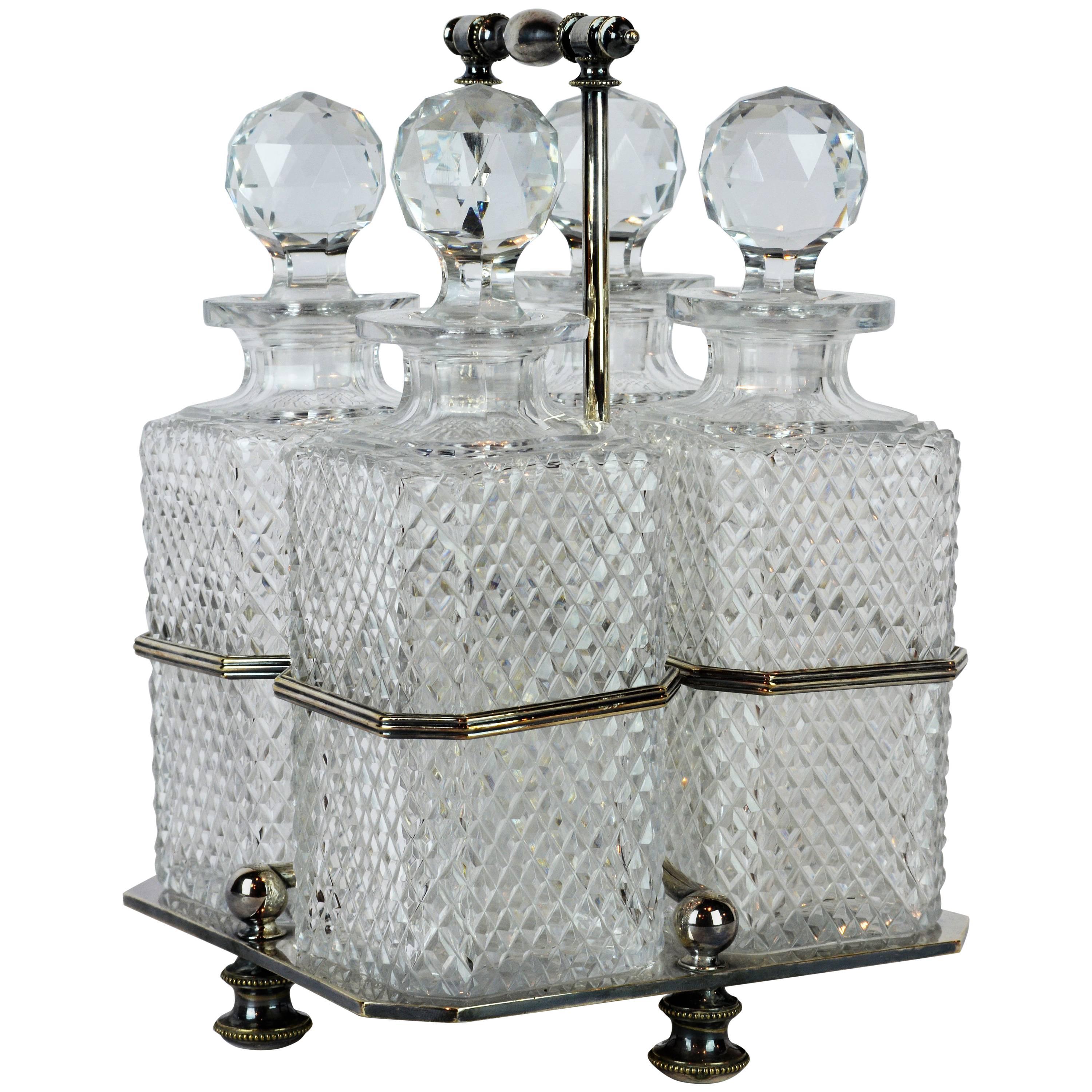 Georgian Style Sheffield SP Tantalus Decanter Set