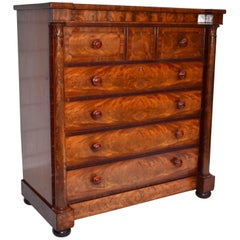 19th Century Flame Mahogany Secretaire Chest of Drawers