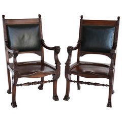 Pair of 19th Century William IV Carved Mahogany Armchairs