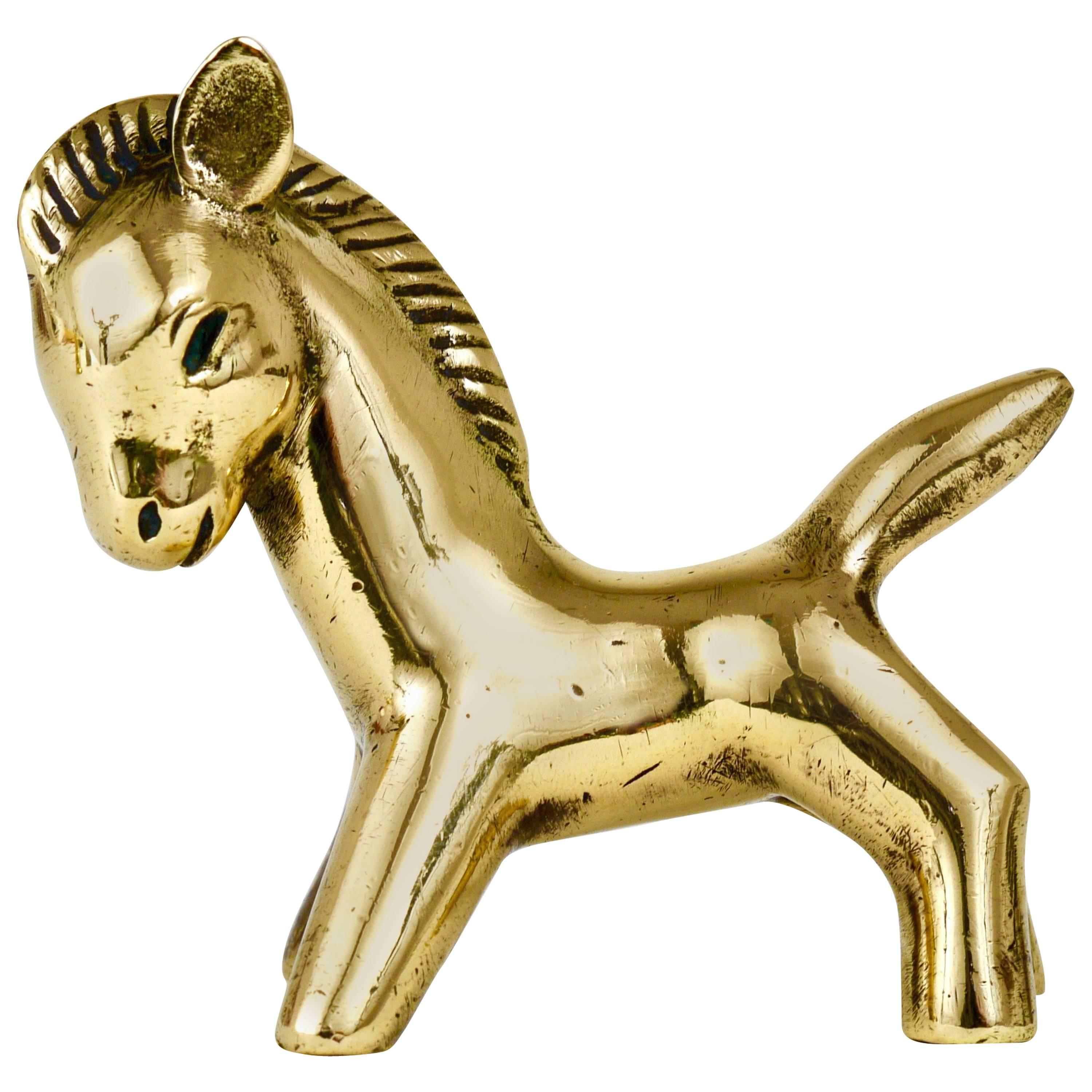 Walter Bosse Midcentury Horse Brass Figurine, Herta Baller, Austria, 1950s