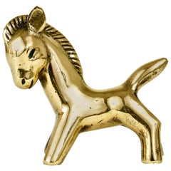 Vintage Walter Bosse Midcentury Brass Horse Figurine, Herta Baller, Austria, 1950s