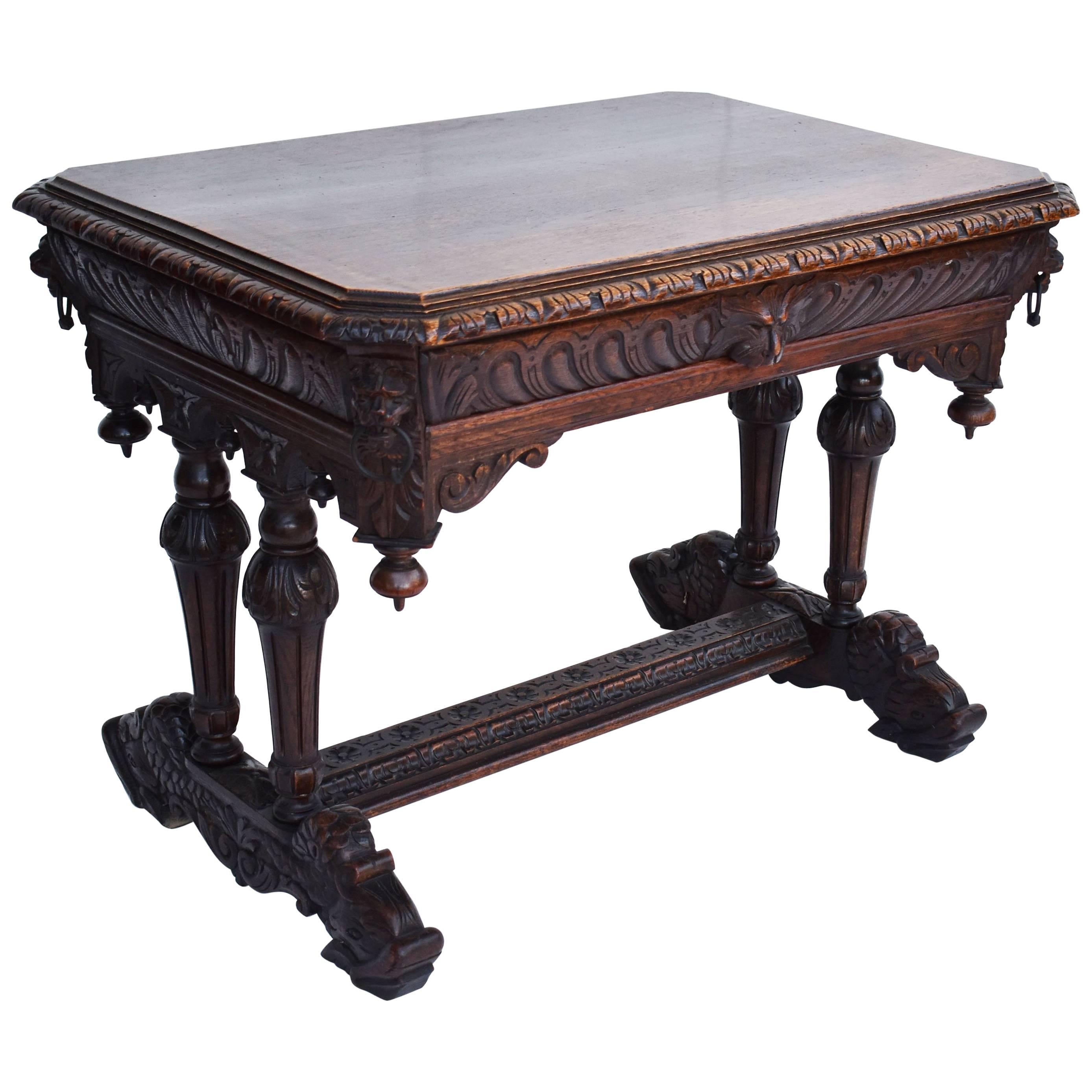 19th Century Victorian Carved Oak Centre Table