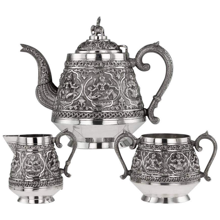 Antique 19th Century Indian Tea Set, P. Orr Manner, Madras, circa 1880