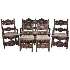 Antique 19th Century Carved Oak Lounge Suite
