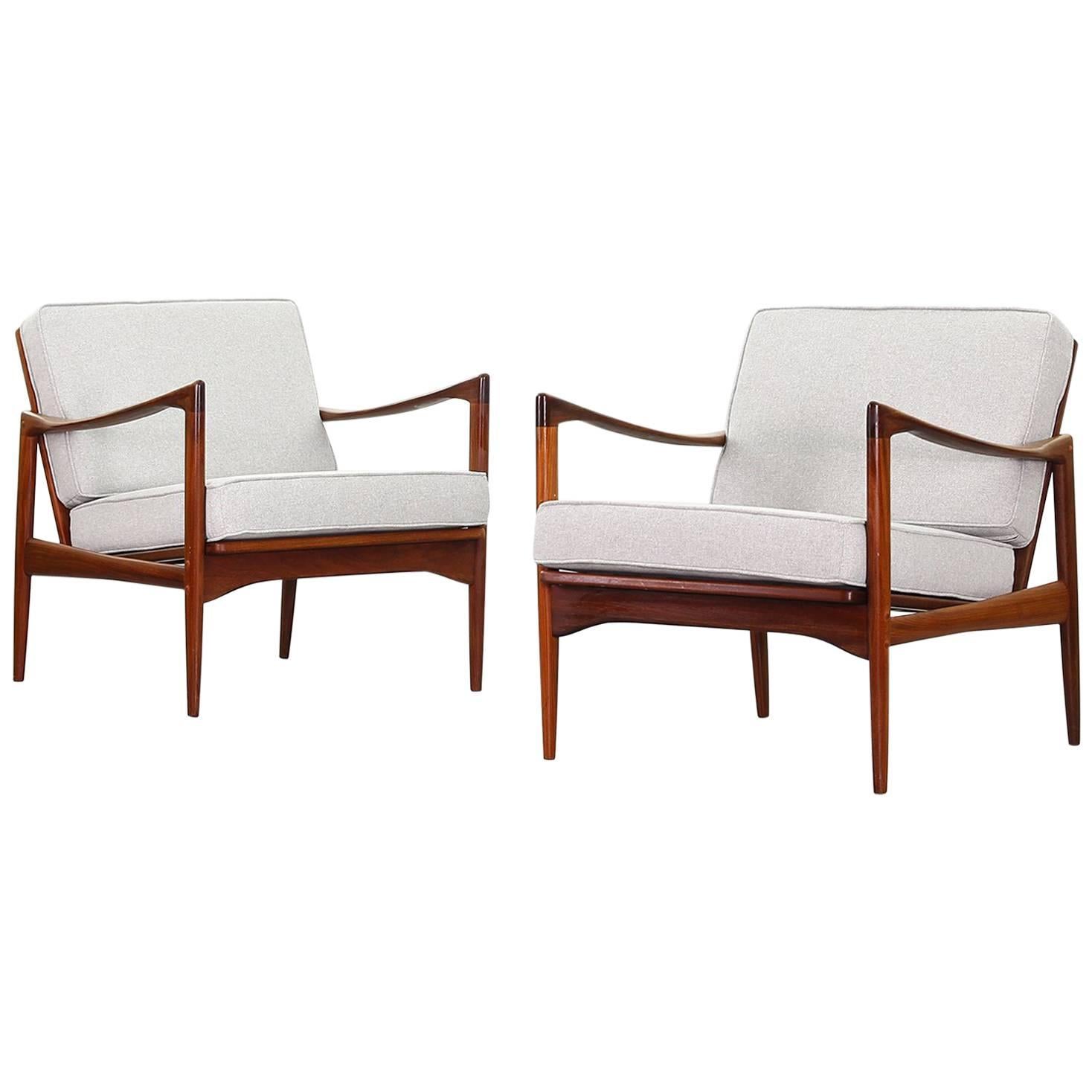 Pair of Lounge Chairs by Ib Kofod-Larsen for OPE, Newly Reupholstered