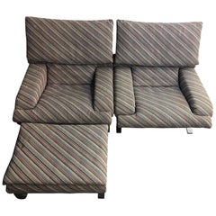 Pair of Saporiti Lounge Chairs and Ottoman