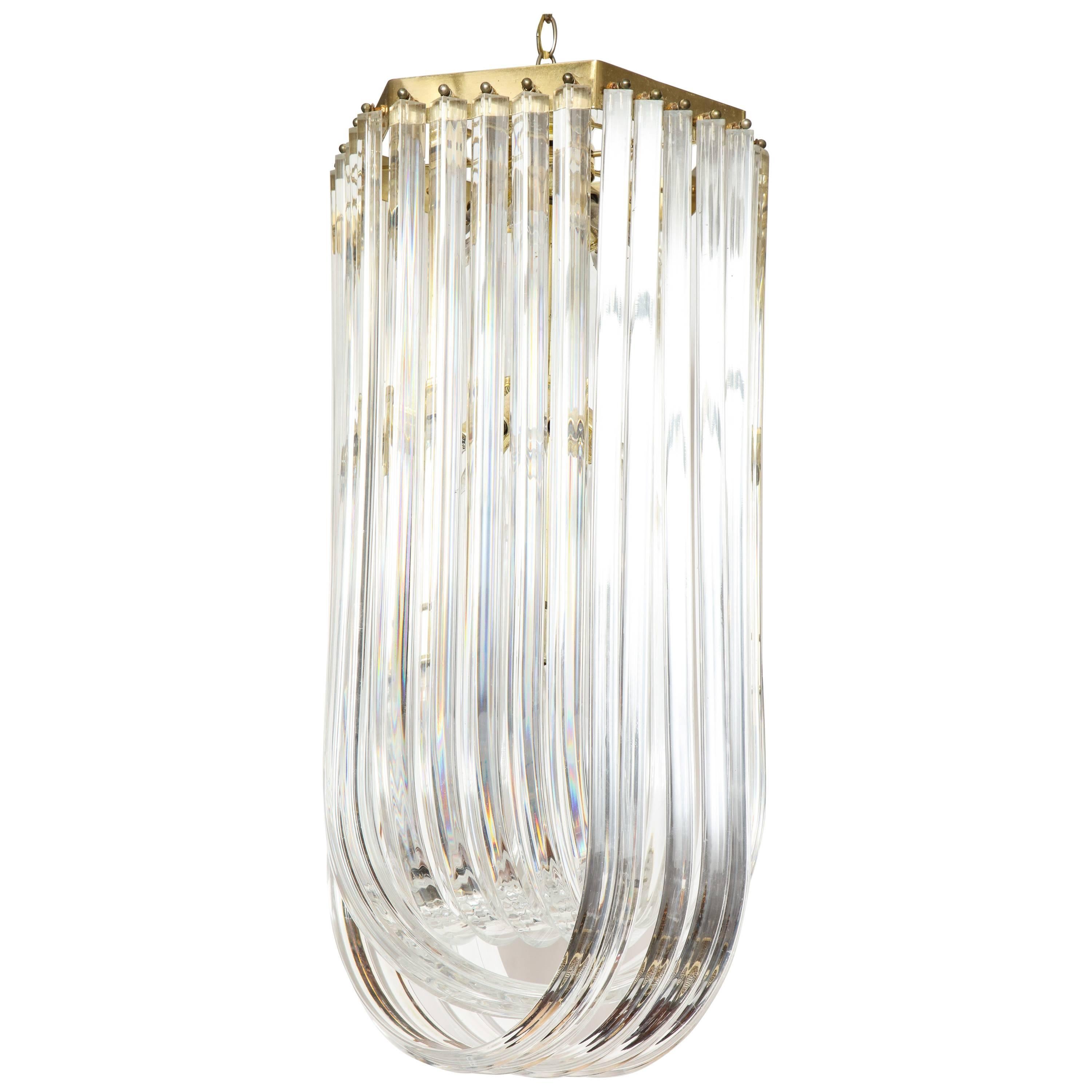 Mid-Century Modern Lucite Ribbon Chandelier