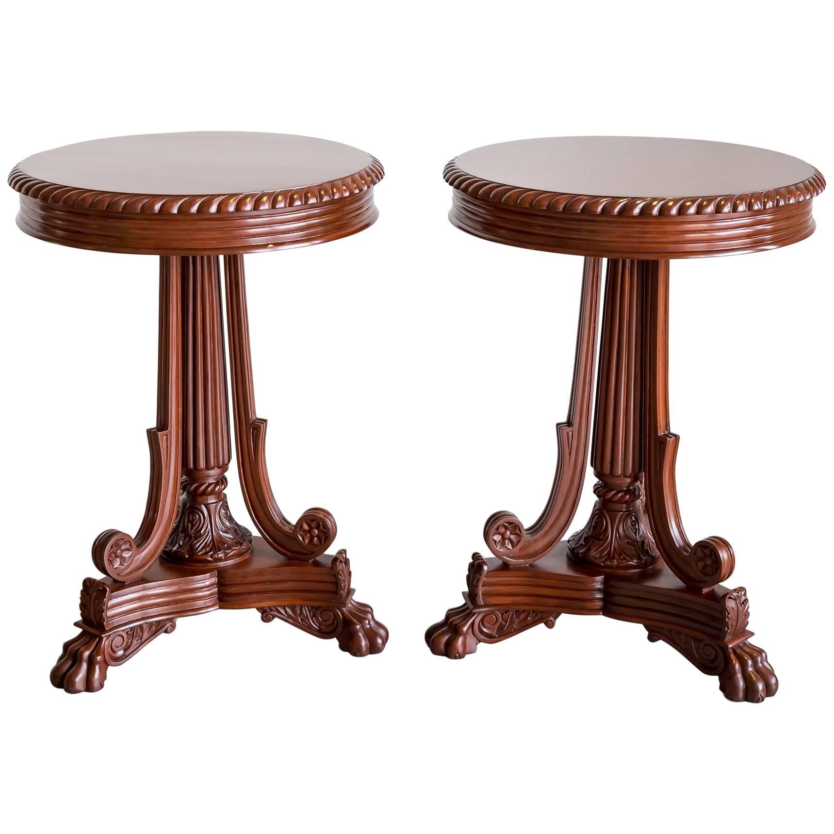 Pair of Antique Anglo-Indian or British Colonial Mahogany Side Tables For Sale
