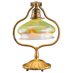 Used Tiffany Studios Art Nouveau Bronze and Favrile Table Lamp