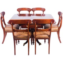 19th Century Regency George III Pembroke Table Gillows and Six Antique Chairs