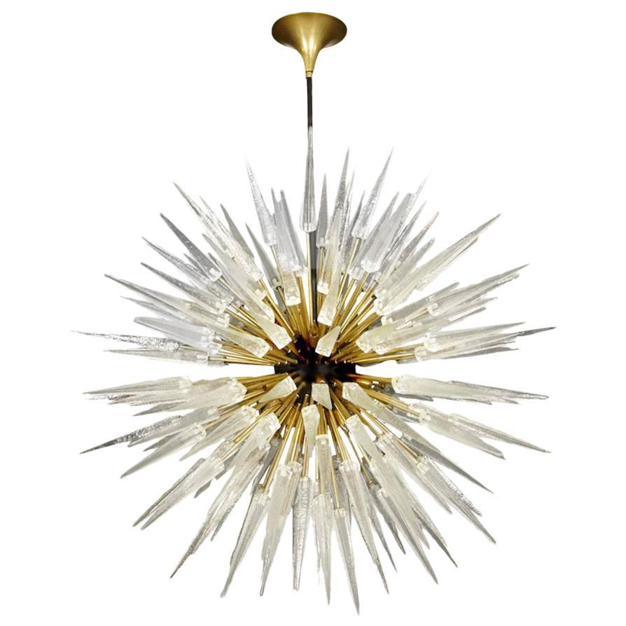 Sputnik Shard Chandelier Murano Glass and Brass Manufactured in Italy For Sale
