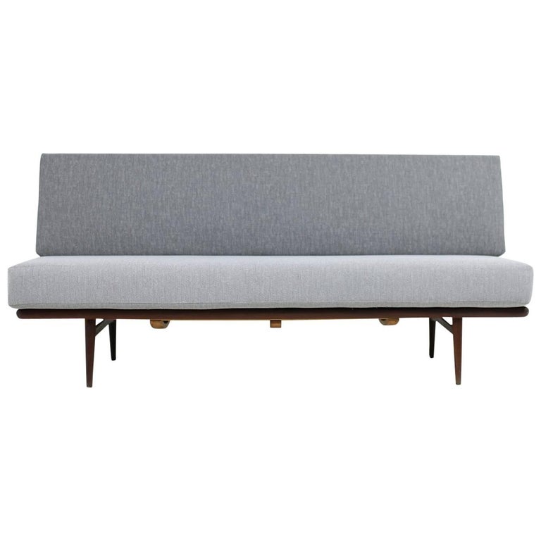 1960s Minimalist Two Tone Danish Modern Teak Daybed Or Sofa