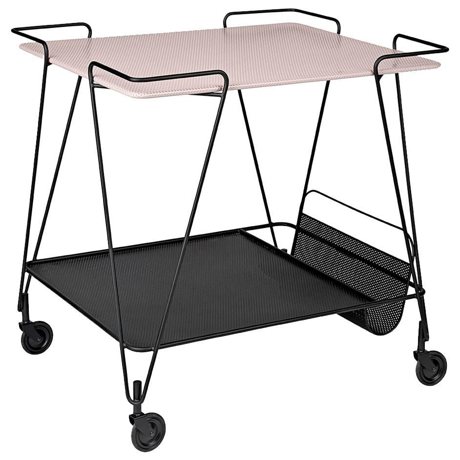 Mathieu Matégot Metal Trolley with Two Trays, re-edition 