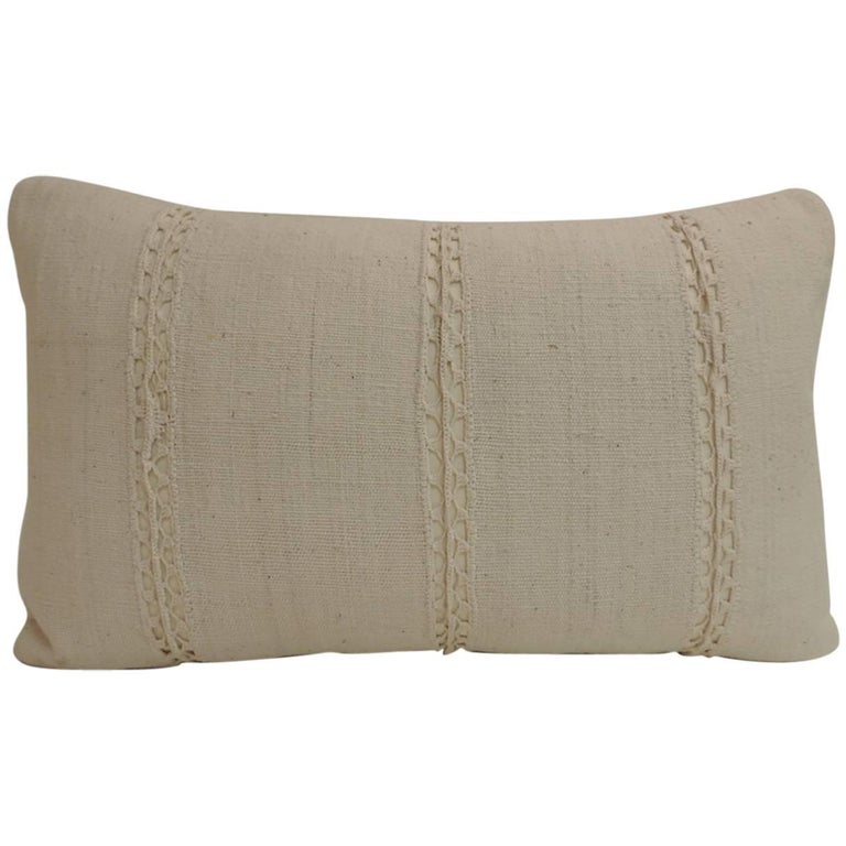 Antique French Linen Lumbar Decorative Pillow For Sale at 1stdibs